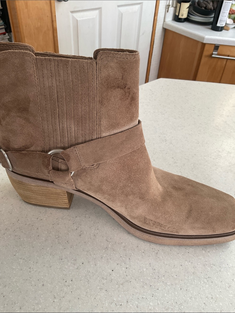 Sam Edelman Tan Suede Ankle Booties with Strap Detail - Picture 7 of 7